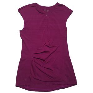 Athleta Pacifica Top Womens S Ruched Sleeveless 1/2 Zip Rash Guard Magenta Shirt